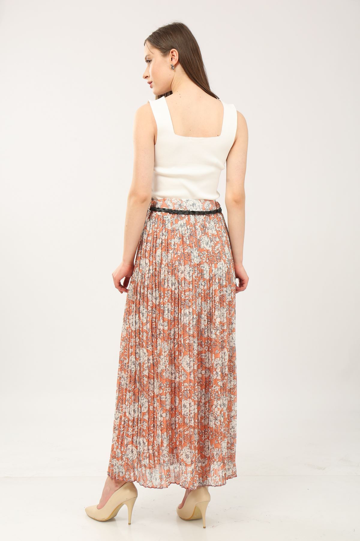 Desenli Pileli Tül Etek