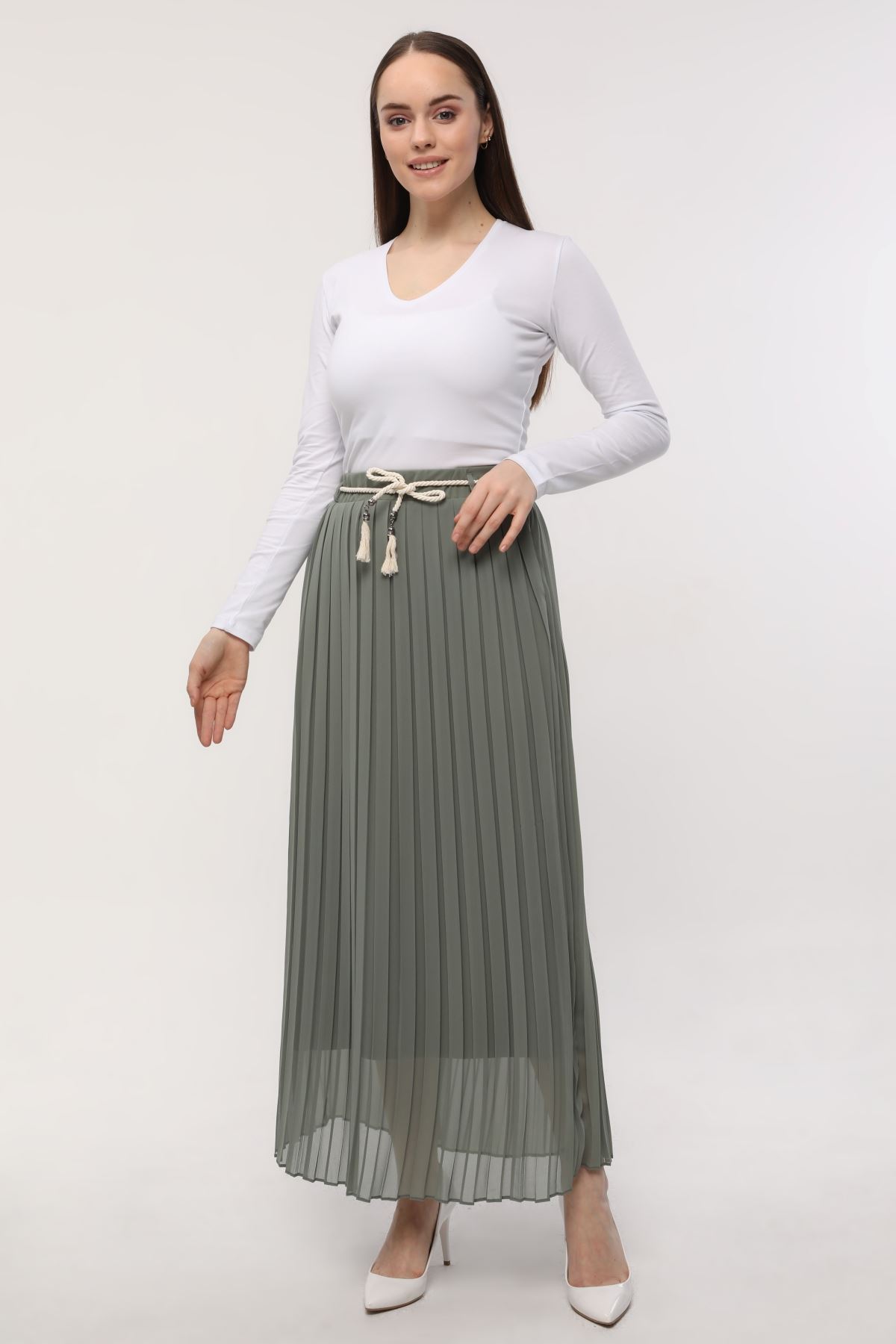 Pileli Şifon Kadın  Etek