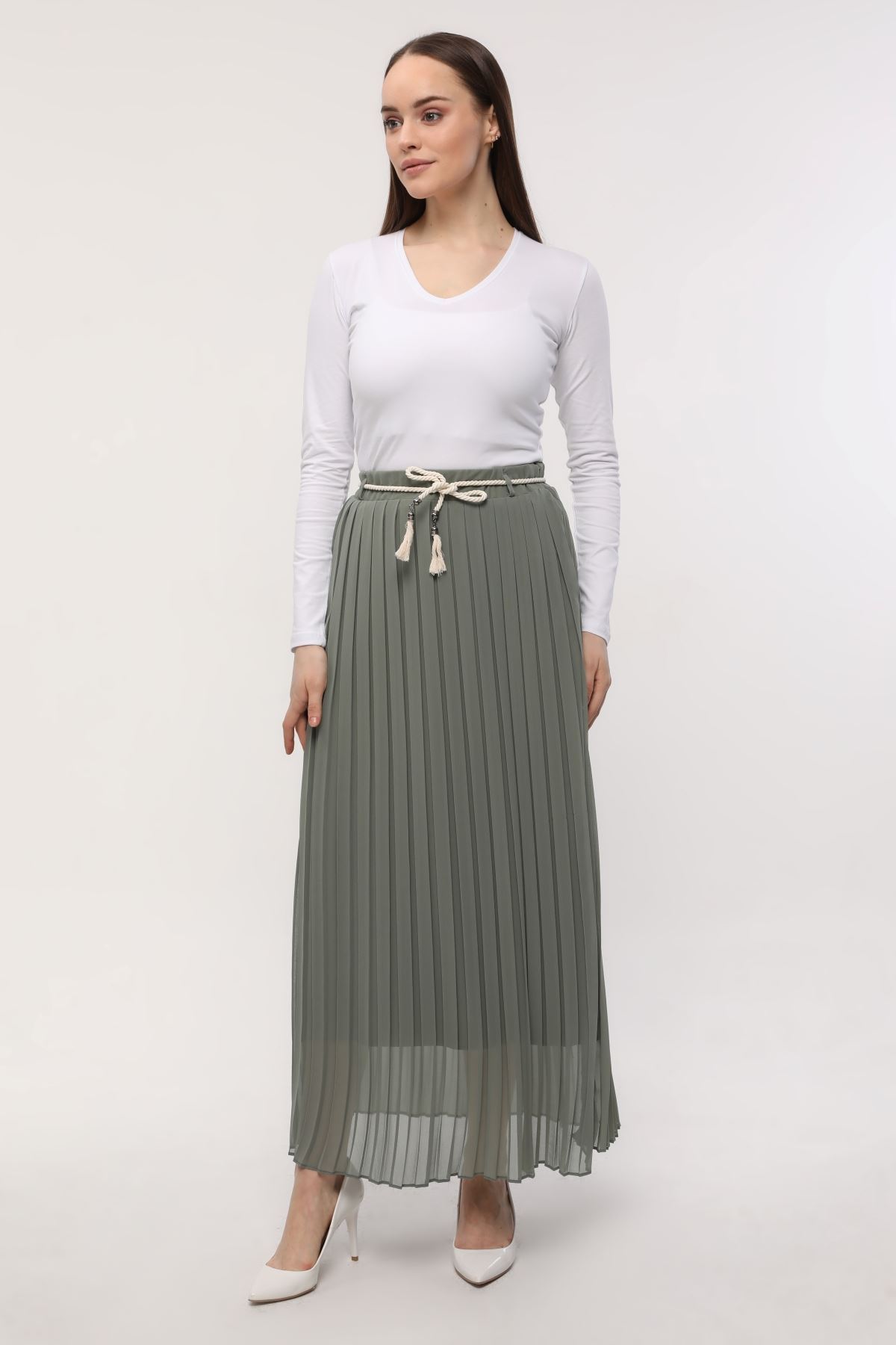 Pileli Şifon Kadın  Etek