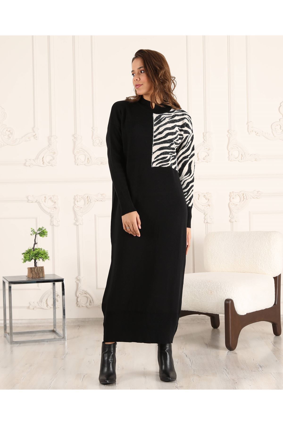 Desenli Triko Kadın Elbise