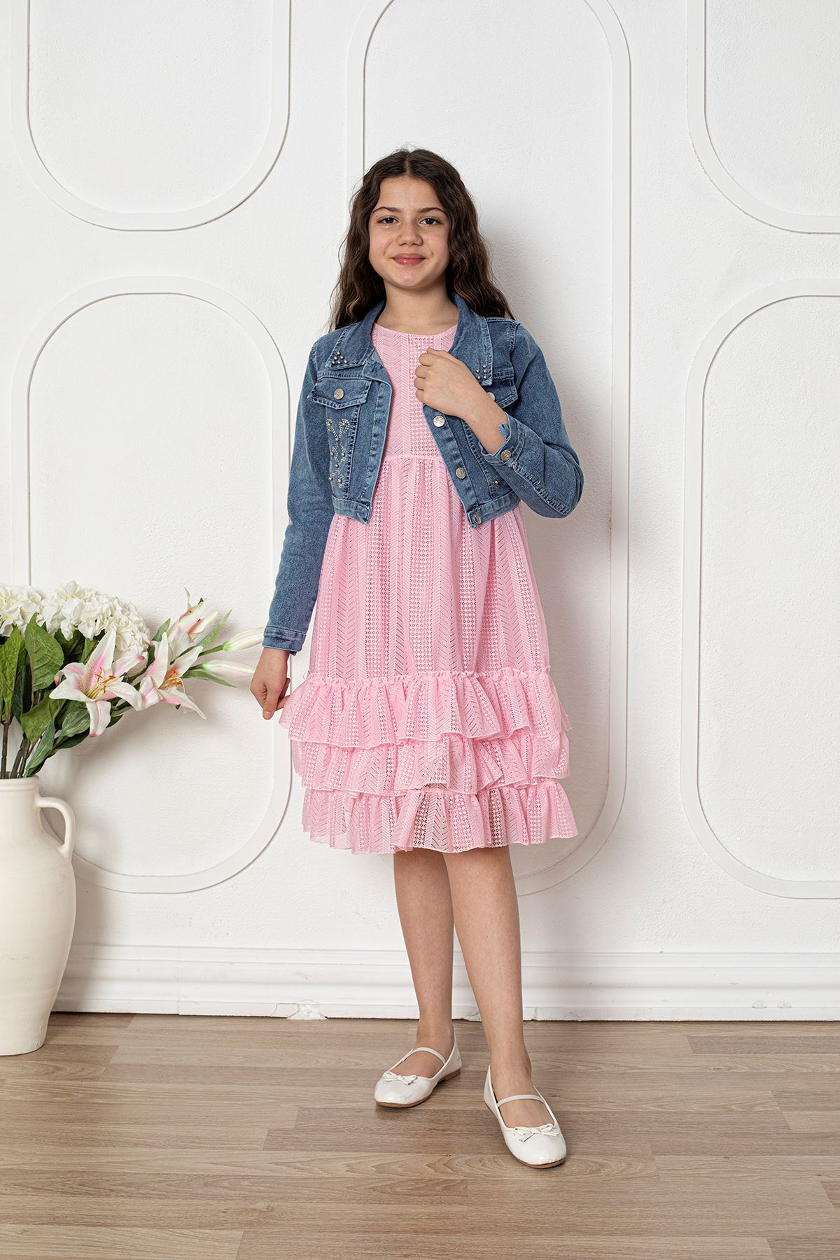 Kot Ceketli Kız Çocuk Elbise