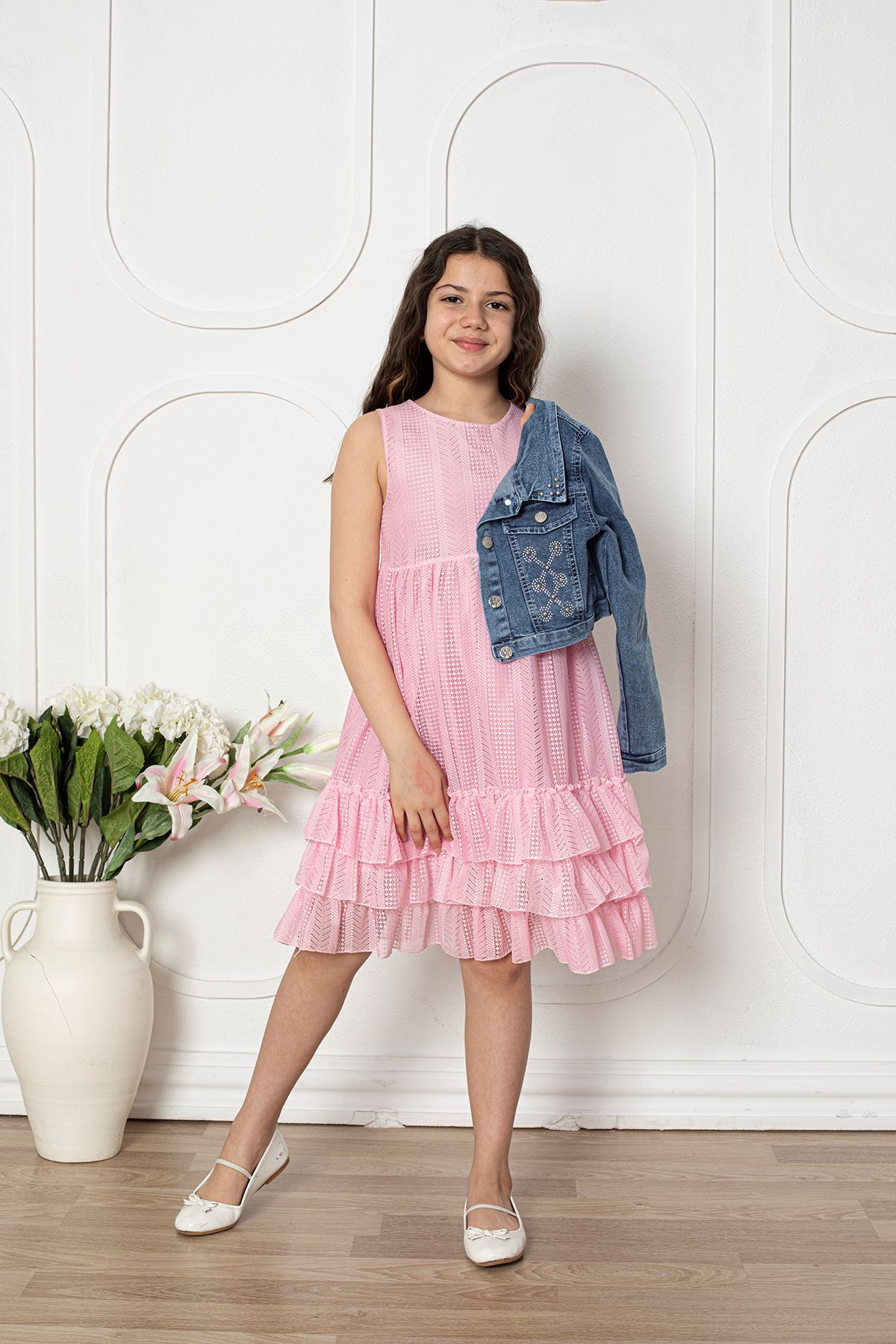 Kot Ceketli Kız Çocuk Elbise