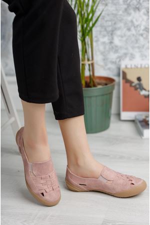 Ortopedik Ped Lastikli Pudra Kadın Ayakkabı