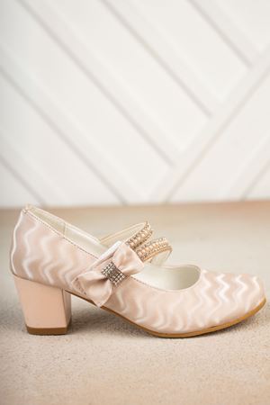 Topuklu Çatallı Pudra Ayakkabı