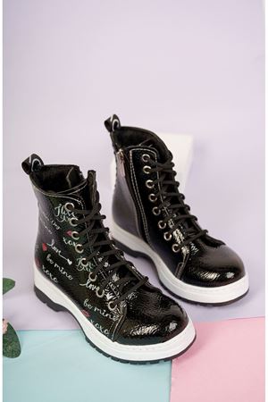 Termo Taban Baskılı Siyah Rugan Çocuk Bot