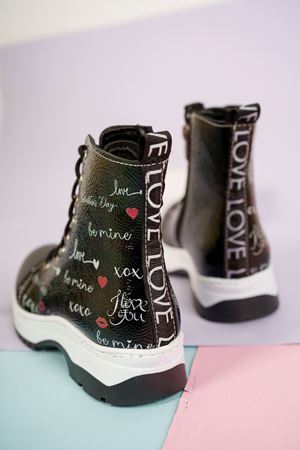 Termo Taban Baskılı Siyah Rugan Çocuk Bot