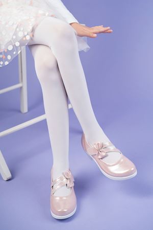 Topuklu Çatal Baretli Pudra Kız Çocuk Ayakkabı