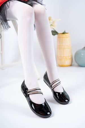 Çatal Baretli Siyah Kız Çocuk Ayakkabı