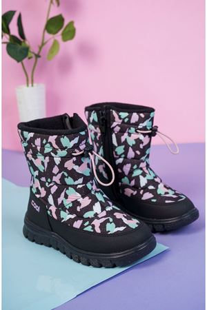 Lastikli Siyah Desenli Çocuk Kar Botu