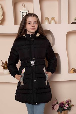 Kapşonlu İçi Yünlü Kız Çocuk Mont