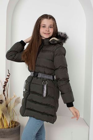 Kapşonlu İçi Yünlü Kız Çocuk Mont