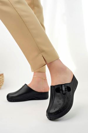 Ortopedik Ped Burnu Kapalı Siyah Terlik