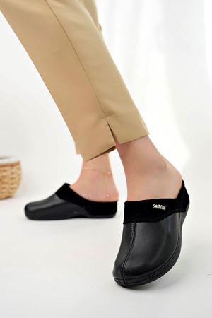 Ortopedik Ped Burnu Kapalı Siyah Terlik