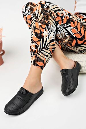 Ortopedik Ped Burnu Kapalı Siyah Terlik