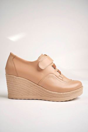 Dolgu Topuk Nut Cilt Ayakkabı