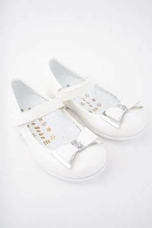 Bilekten Cırtlı Beyaz Bebe Ayakkabı