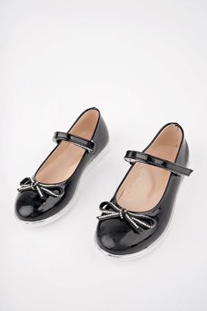 Termo Taban Bıyık Fiyonk Siyah Rugan Kız Çocuk Ayakkabı