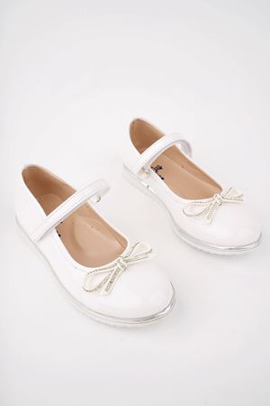 Termo Taban Bıyık Fiyonk Beyaz Rugan Kız Çocuk Ayakkabı