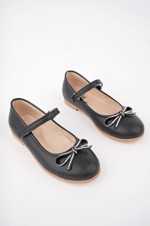 Bıyık Fiyonk Siyah Star Kız Bebe Ayakkabı