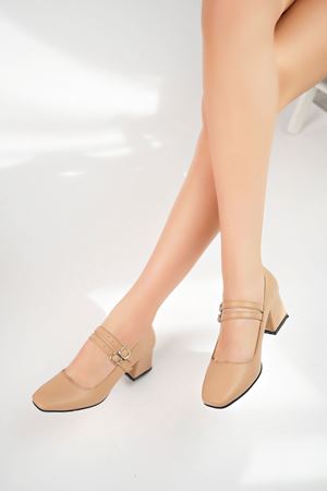 Köşeli Kalıp Nut Cilt Kadın Ayakkabı