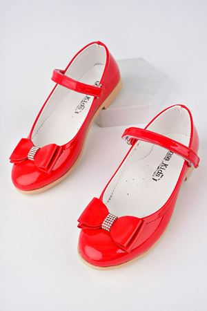 Fiyonklu Kırmızı Kız Çocuk Babet