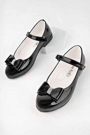 Fiyonklu Siyah Kız Çocuk Babet