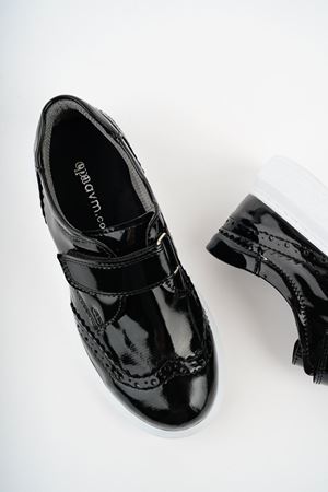 Cırtlı Siyah Rugan Erkek Çocuk Ayakkabı