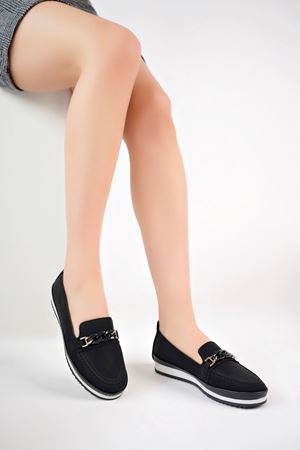 Dolgu Topuk Siyah Kot Ayakkabı