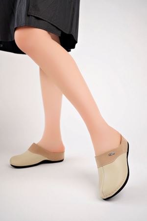 Ortopedik Ped Burnu Kapalı Krem Terlik