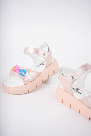 Renkli Tokalı Pudra Kız Çocuk Sandalet
