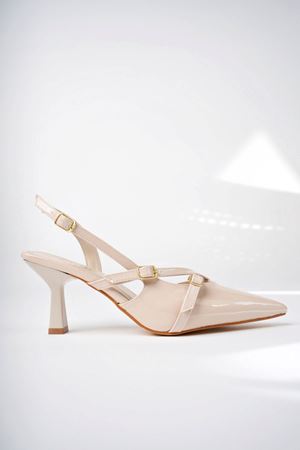 Çapraz Bant Tokalı Ten Rugan Kadın Ayakkabı