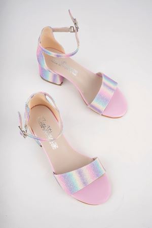 Topuklu Tek Bant Arka Kapalı Pudra Kız Çocuk Sandalet