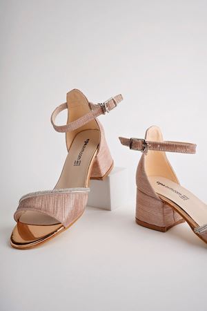 Topuklu Tek Bant Taş Biyeli Bakır Kız Çocuk Ayakkabı