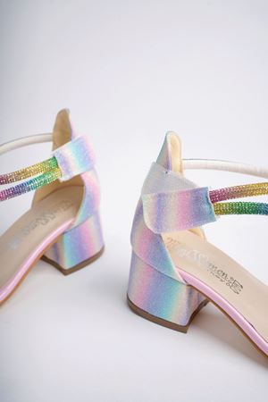 Topuklu Biyesi Taşlı Gökkuşağı Kız Çocuk Ayakkabı