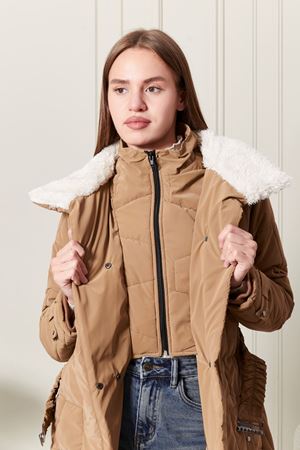 Uzun Kapitone Taba Kadın Kaban