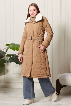 Uzun Kapitone Taba Kadın Kaban