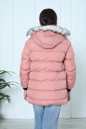 Kapşonlu İçi Yünlü Pudra Çocuk Kaban