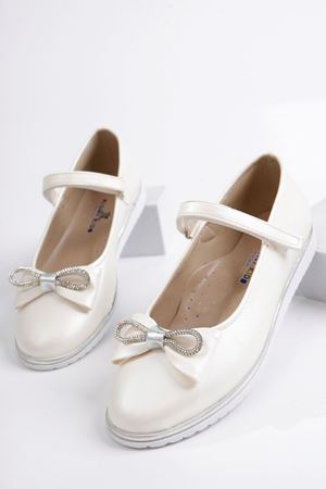 Taşlı Fiyonk Sedef Cilt Kız Çocuk Ayakkabı