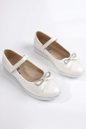 Taşlı Fiyonk Sedef Cilt Kız Çocuk Ayakkabı