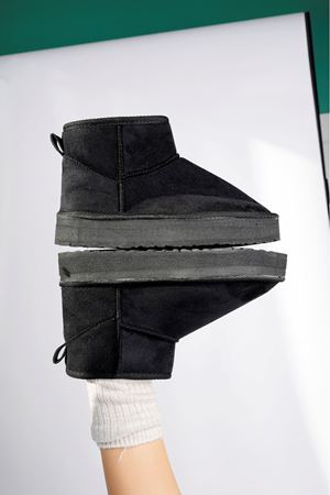 Yüksek Taban Bilek Boy İçi Yünlü Siyah Bot