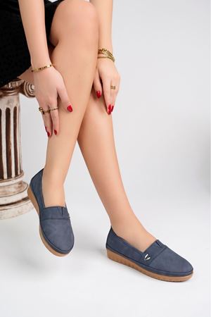 Ortopedik Taban V Tokalı Lacivert Kot Ayakkabı