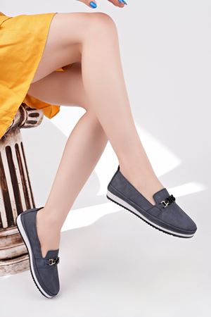 Dolgu Topuk Lacivert Kot Ayakkabı