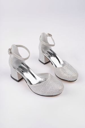 Topuklu Gümüş Karnıyarık Ayakkabı