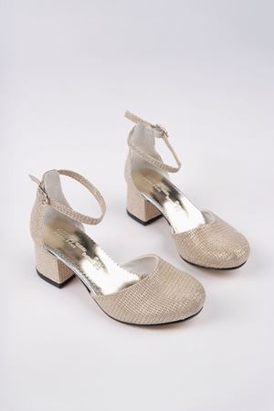 Topuklu Altın Karnıyarık Ayakkabı