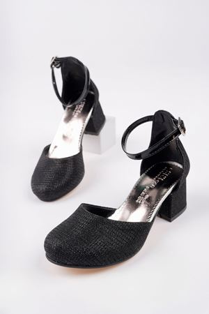 Topuklu Siyah Karnıyarık Ayakkabı