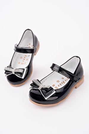 Siyah Rugan Kız Bebe Ayakkabı